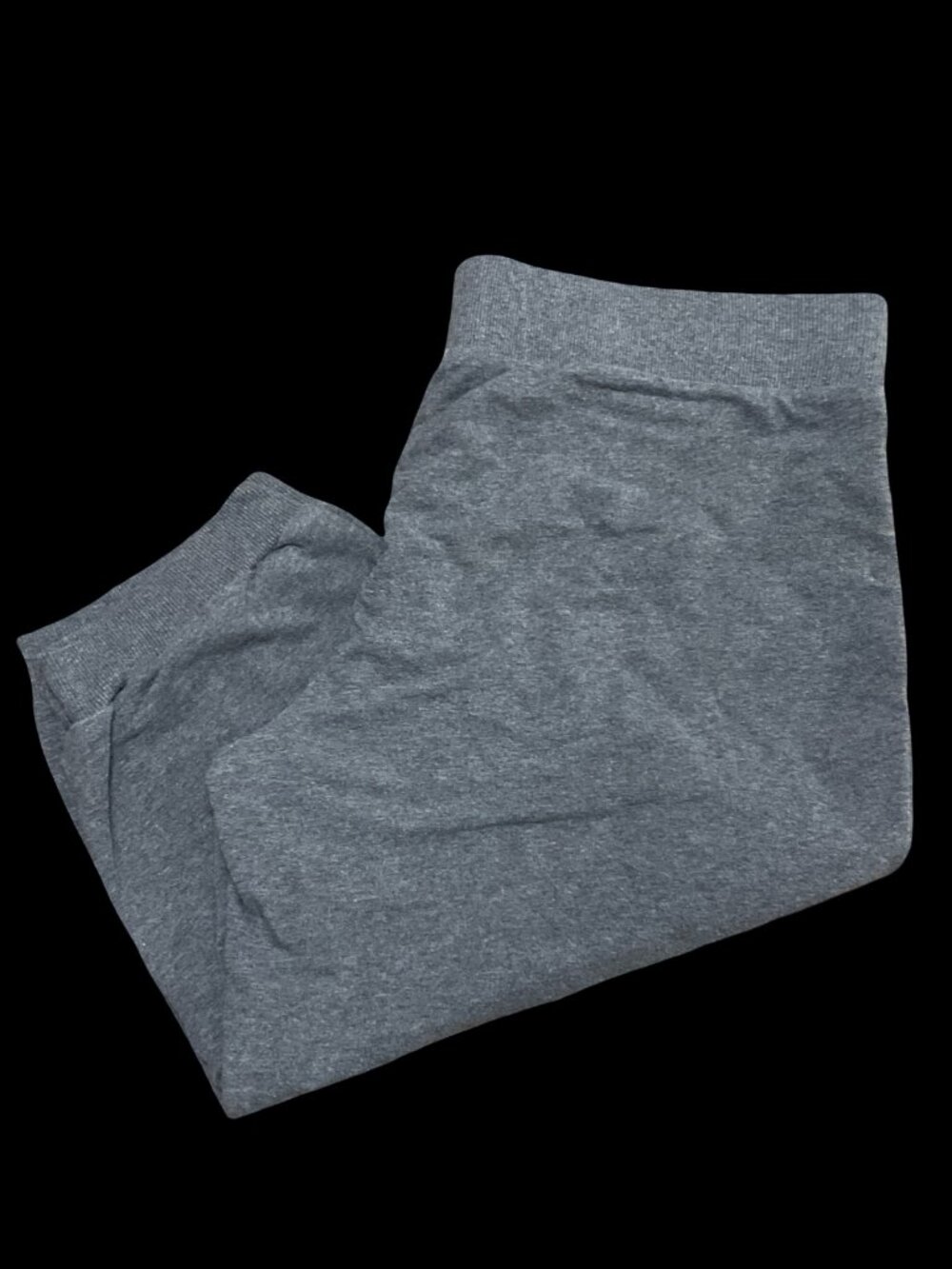 Grey Cropped Sweat Pant w/ Elastic Waist & Hem